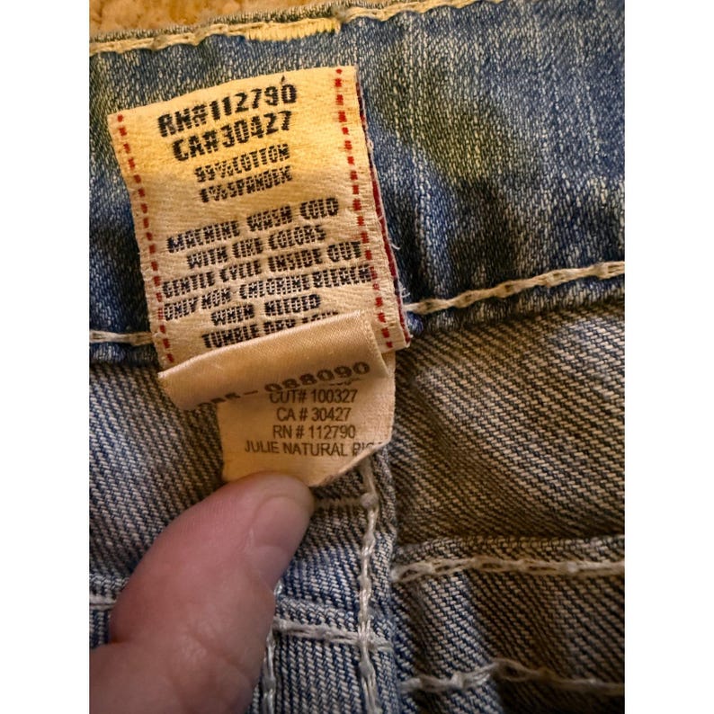 Y2K True Religion Julie Big T Skinny Jeans 30 Blue Low Rise Contrast Stitch image 5