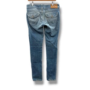 Y2K True Religion Julie Big T Skinny Jeans 30 Blue Low Rise Contrast Stitch image 2