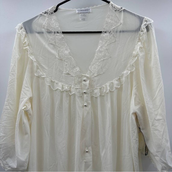 Vintage 70's Lorraine Off White Lace Prairie Cott… - image 2