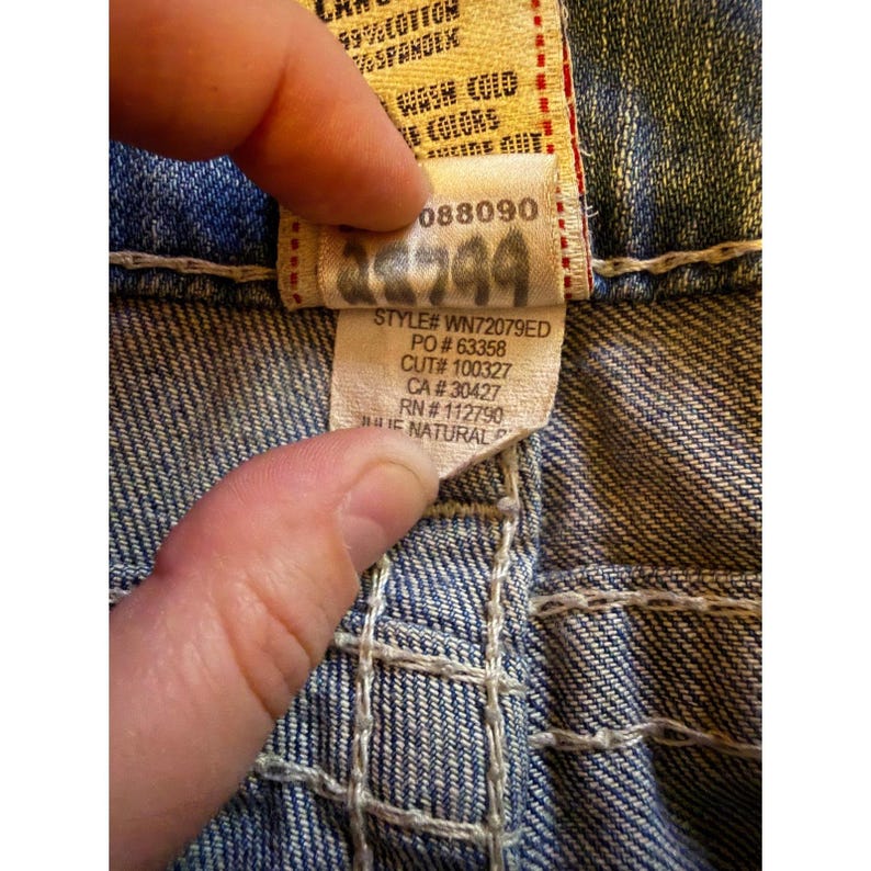 Y2K True Religion Julie Big T Skinny Jeans 30 Blue Low Rise Contrast Stitch image 4