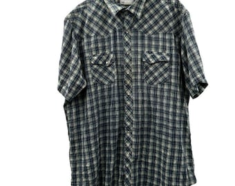 Camicia vintage a maniche corte con bottoni automatici e motivo a quadri Wrangler