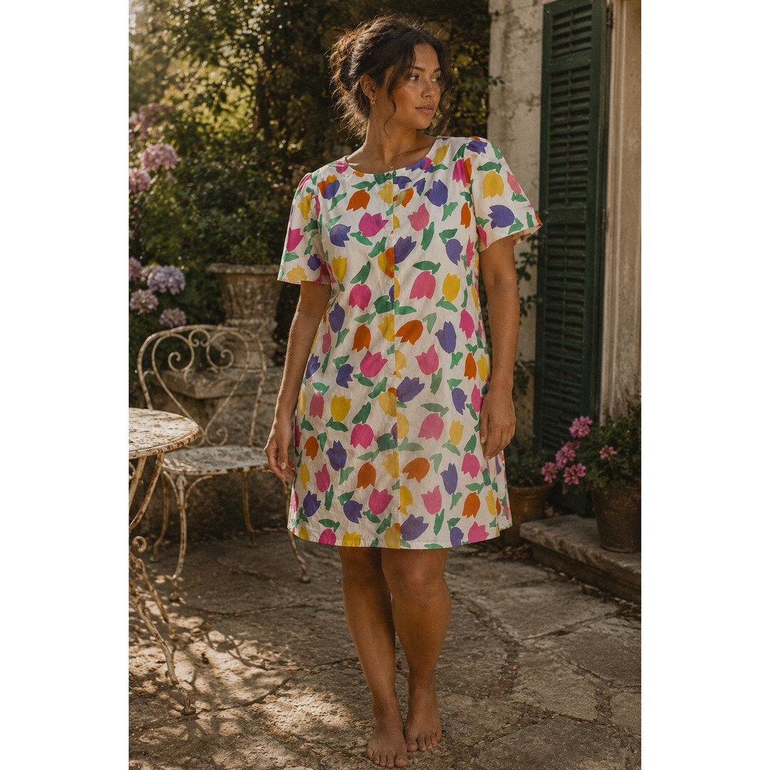 Robert Rosenfeld Chiha by Robert Rosenfeld Vintage Shift Dress Womens Multicolor Tulip ...