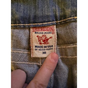 Y2K True Religion Julie Big T Skinny Jeans 30 Blue Low Rise Contrast Stitch image 3