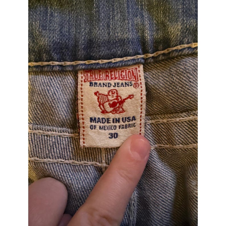 Y2K True Religion Julie Big T Skinny Jeans 30 Blue Low Rise Contrast Stitch image 3
