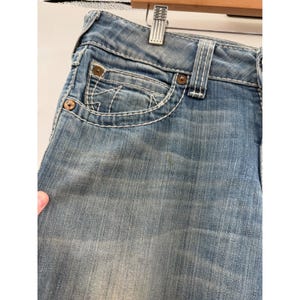 Y2K True Religion Julie Big T Skinny Jeans 30 Blue Low Rise Contrast Stitch image 9