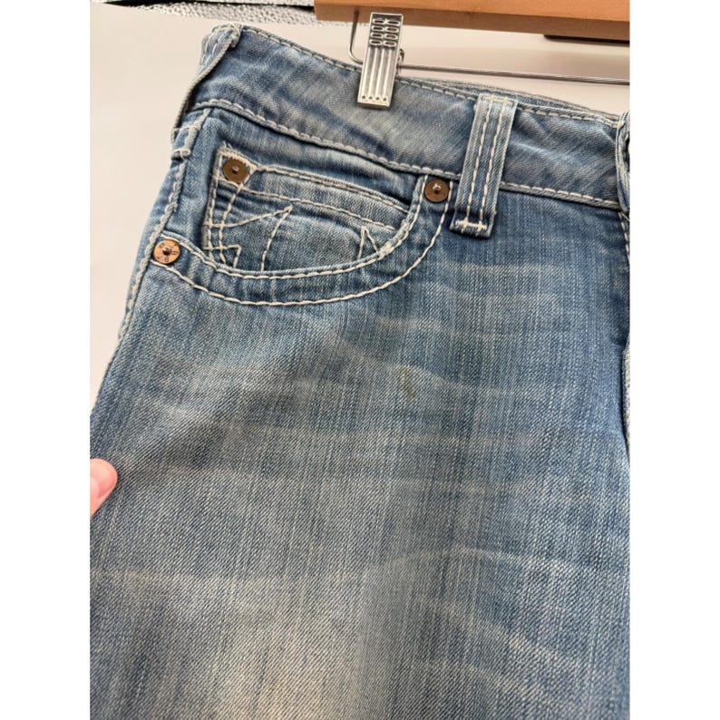 Y2K True Religion Julie Big T Skinny Jeans 30 Blue Low Rise Contrast Stitch image 9