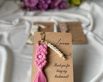 Boho wedding invitation, Boho Bridesmaid Gift, Bridesmaid Keychain, Personalized Gifts,Will you be my Bridesmaid, Bachelorette Party Gifts