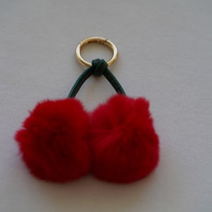 Cherry Pom Pom Keychain Fluffy Accessories Car/Cute Bag Charm/Cherry Charm