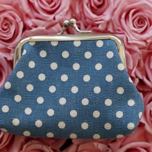 White Polka Dot Coin Purse/Cute Wallet Bag Change Pouch Gifts for Kids Girls and Women Key Holder