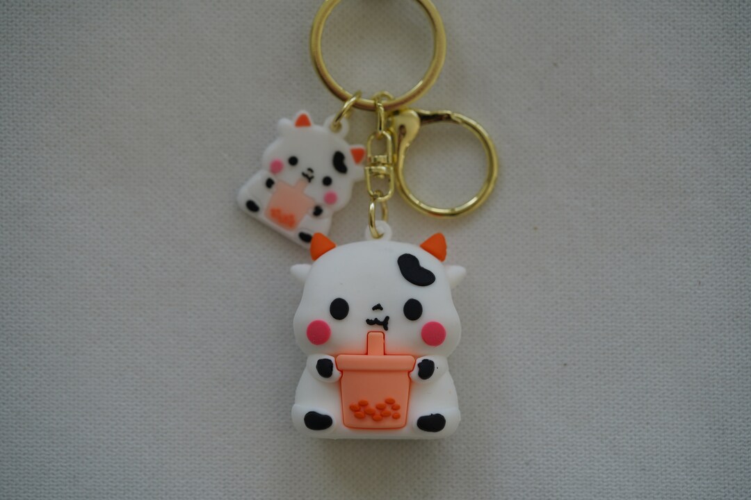 Cow Boba Keychain | Cute Pink Bag Charm Accessory - Etsy