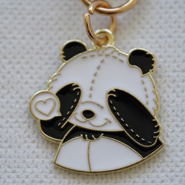 Cute Panda Keychain with Heart/Charm Cute Bag Accessory Key ring Key Purse Car Backpack Charms