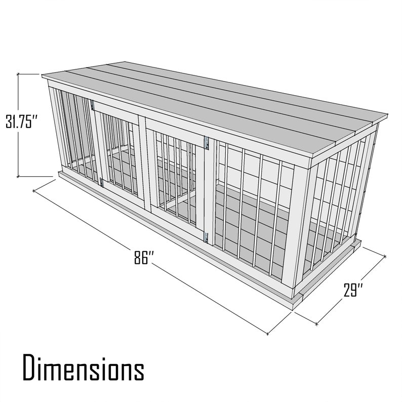 Double Large Dog Kennel Plans DIY Dog Crate Furniture Plans Etsy