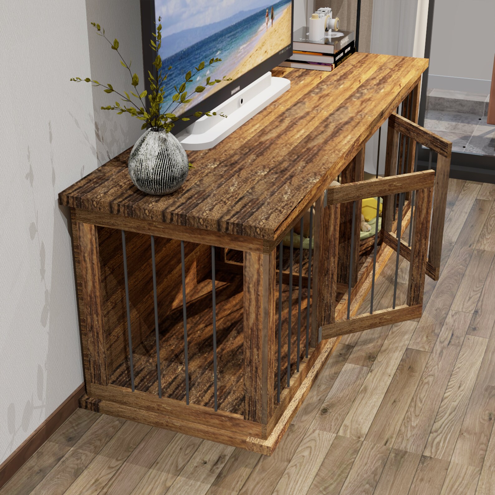 Double Large Dog Kennel Plans DIY Dog Crate Furniture Plans Etsy