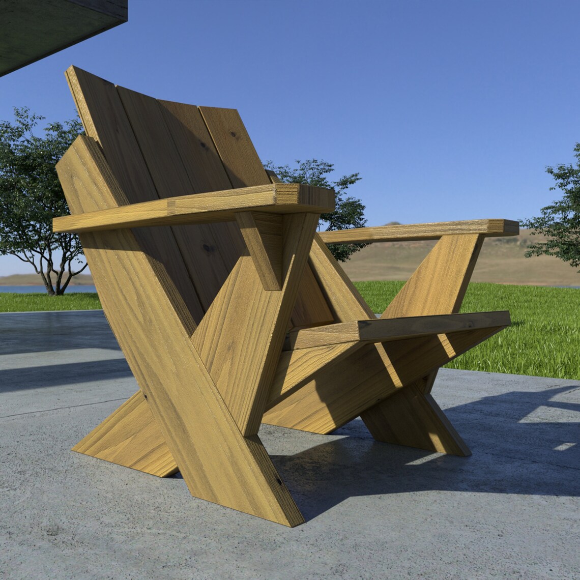 Modern Adirondack Chair Plans Simple DIY Wood Chair Plans Etsy