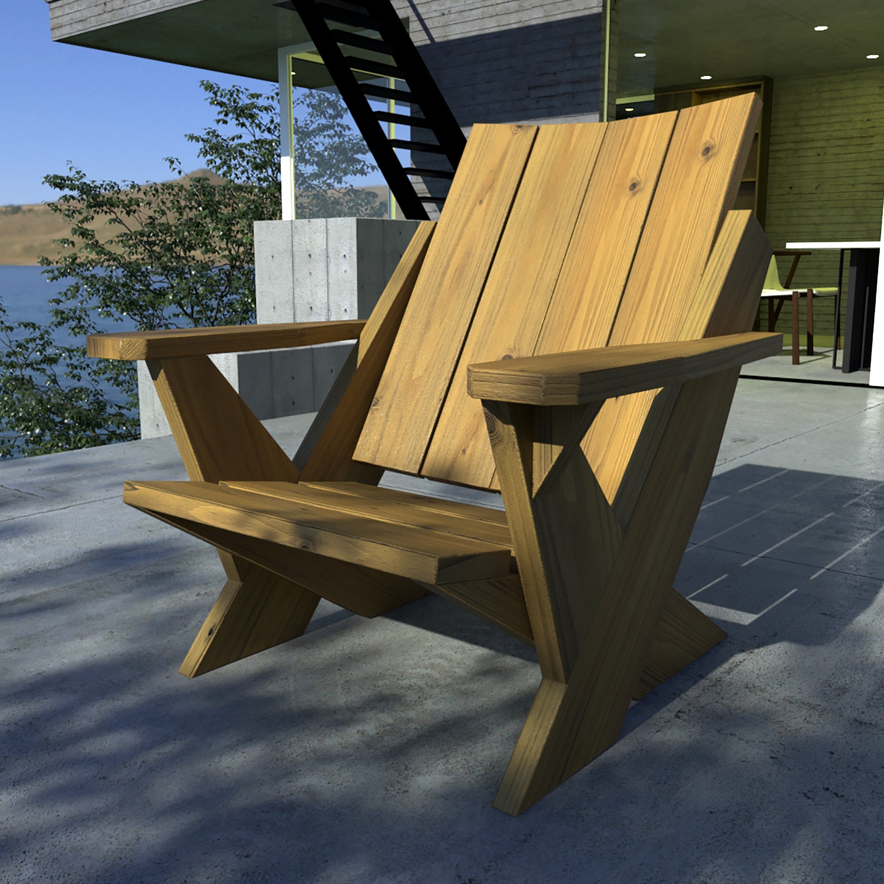 Modern Adirondack Chair Plans Simple DIY Wood Chair Plans Etsy