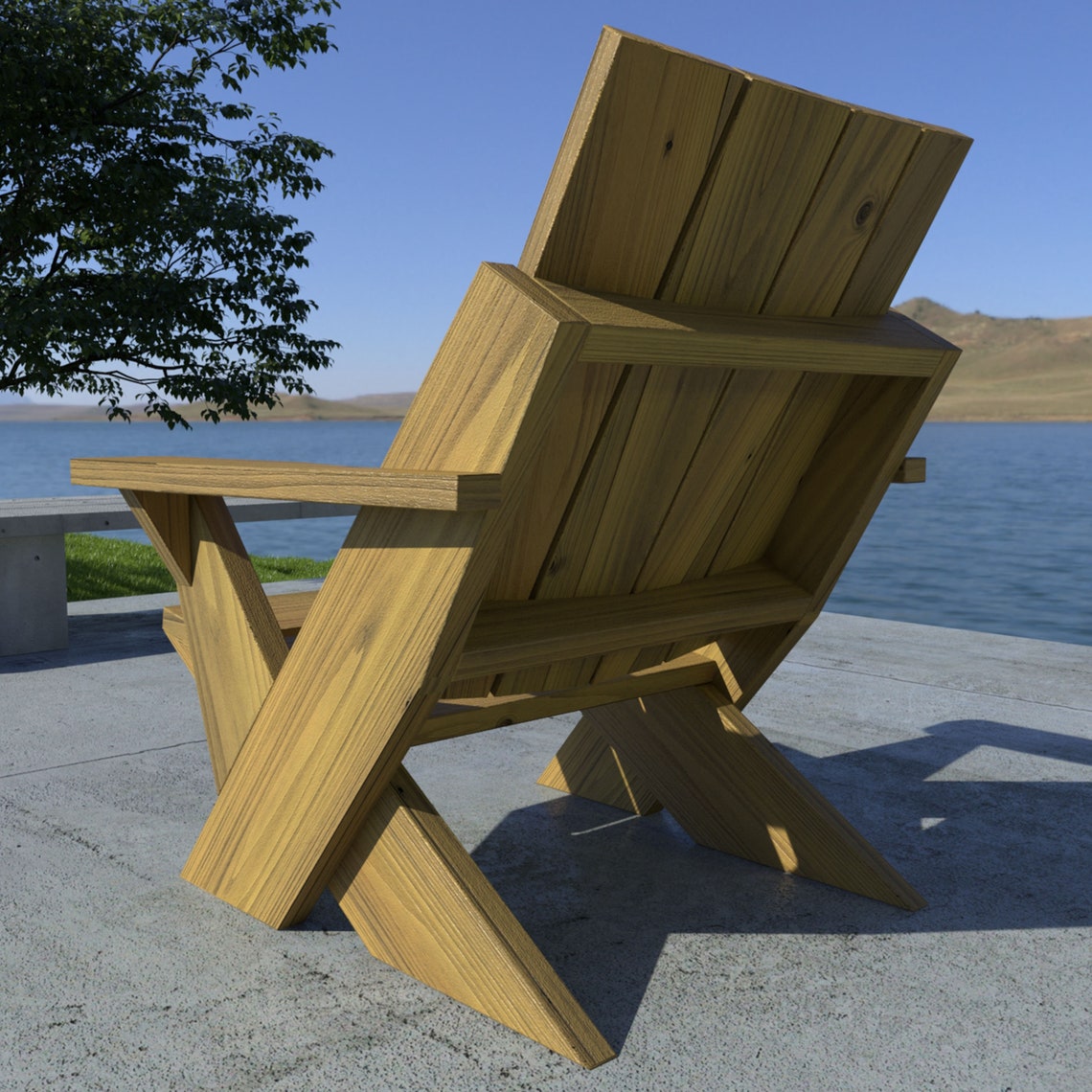 Modern Adirondack Chair Plans Simple DIY Wood Chair Plans Etsy
