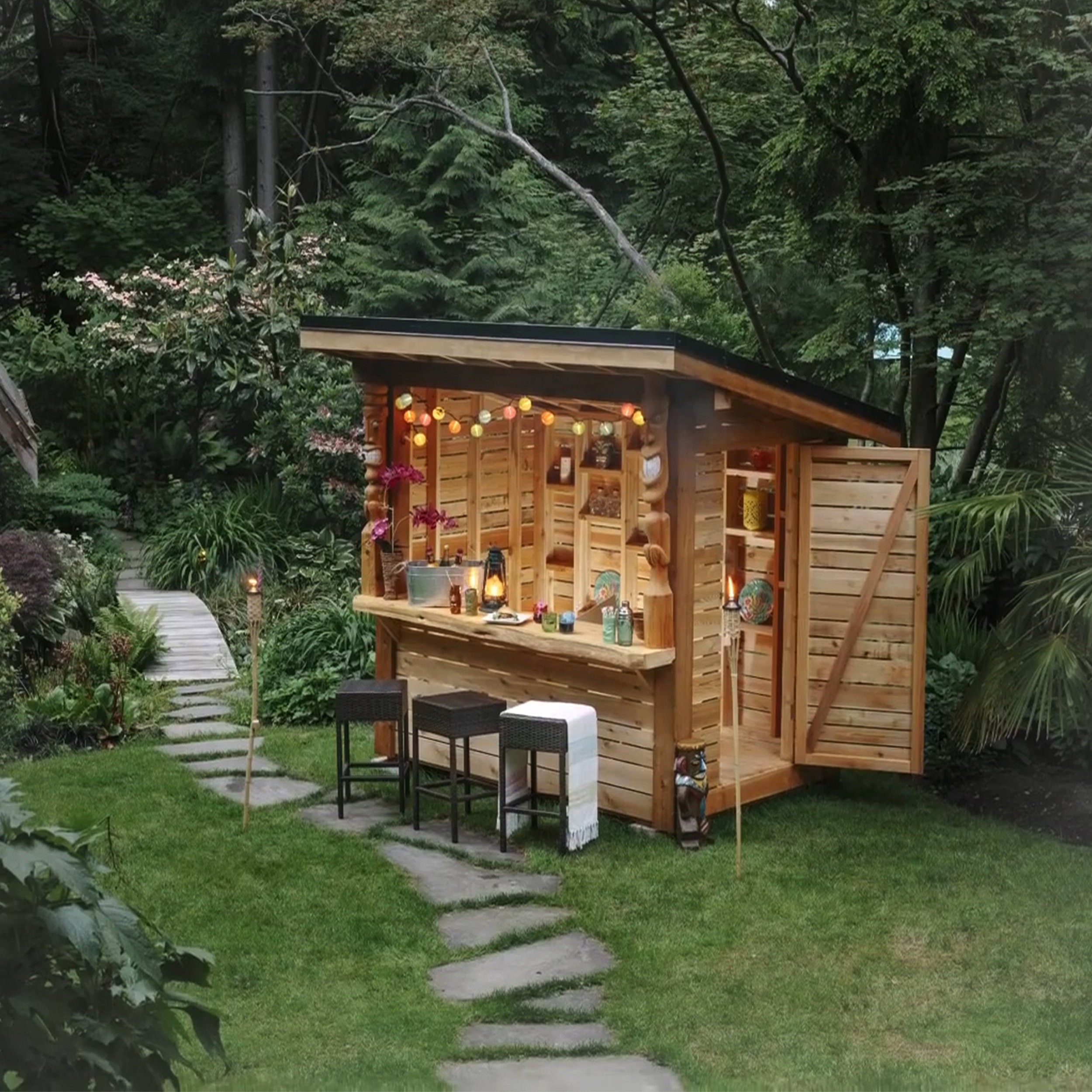 Tiki Bar Plans DIY Outdoor Wooden Bar Plans Build Garden Etsy