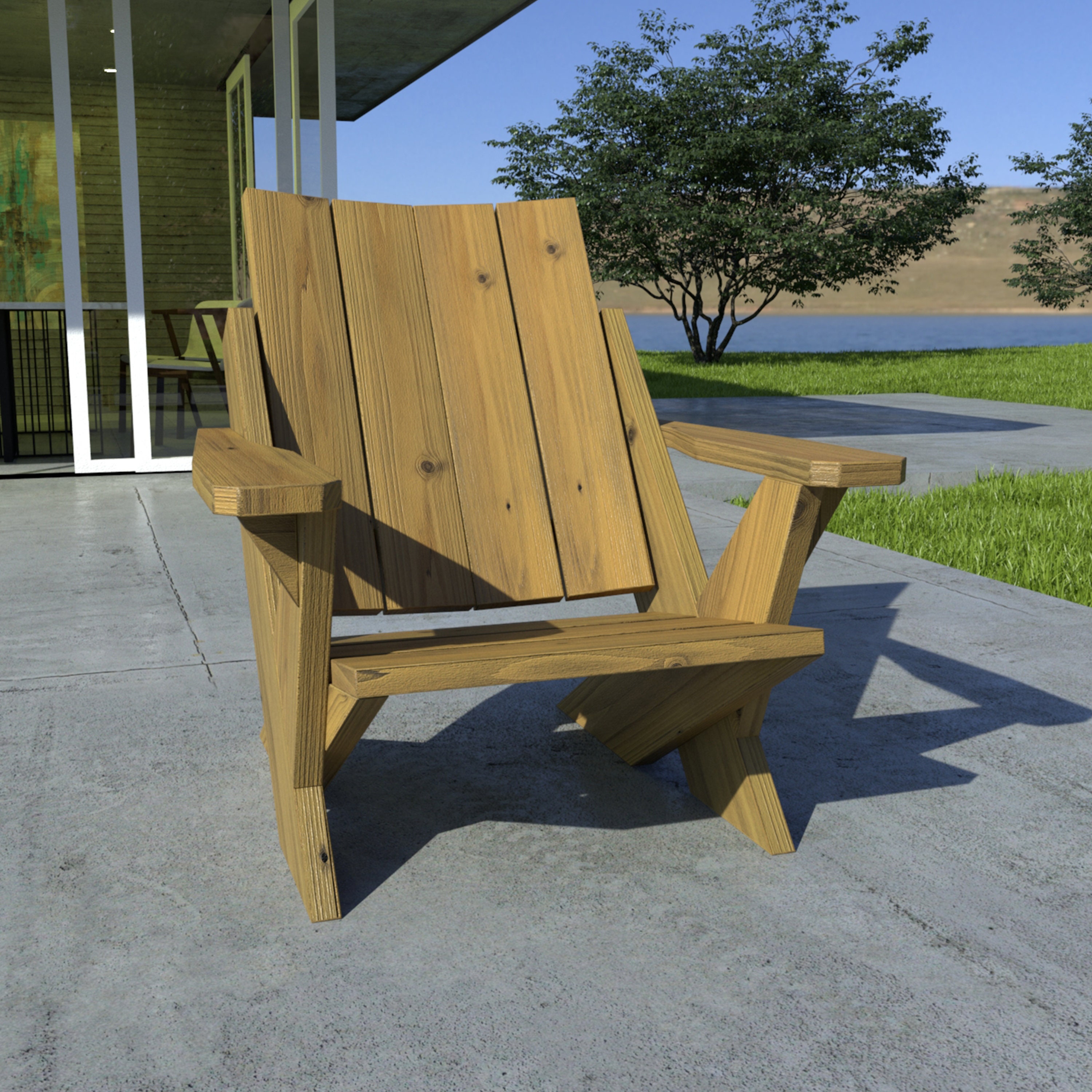 Modern Adirondack Chair Plans Simple DIY Wood Chair Plans Etsy