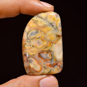 Ehrfürchtig erstklassige Qualität 100% natürliche gelbe verrückte Spitze Achat Phantasie Form Cabochon lose Edelstein für die Herstellung von Schmuck 45X28X6mm 73 Ct YT-303