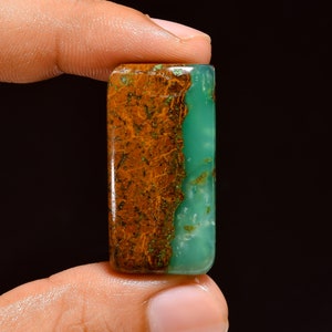Mooie hoogwaardige kwaliteit 100% natuurlijke bio-chrysopraas stralende vorm cabochon losse edelsteen voor het maken van sieraden 34X17X6 mm 42 Ct. YT-329