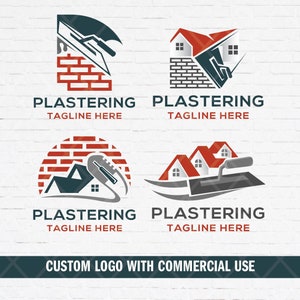 Logo voor aangepaste stukadoors versie 1, gepersonaliseerd logo voor bepleistering muur, logo voor gips, SVG-PNG voor gips, bedrijfsbranding op maat.