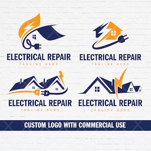 Logo personalizzato per azienda elettrica, logo personalizzato per elettricista, logo per attività elettrica SVG PNG, download digitale del logo per elettricista.