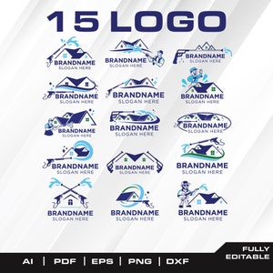 Professioneel hogedrukreinigingslogo: SVG-bundel voor onmiddellijke download