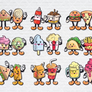 Cute Kawaii Food Perfect Match Bundle: SVG PNG Instant Download Food Friendship Best Friend.