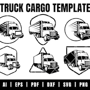Delivery and Shipment Semi Trucking Logo Silhouette: Bundle files for cricut