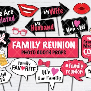 35 Family Reunion Photo Booth Props: Minimalist Design of Family Gathering Party Photo Props