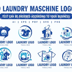 Custom Text Laundry Machine Logo collection: Bundle SVG files for dry cleaning business