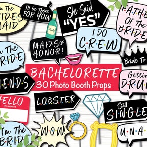 30 Friends Bachelorette Party Photo Booth Props: Bridal Shower Quote Collection SVG Bundle for Instant Download