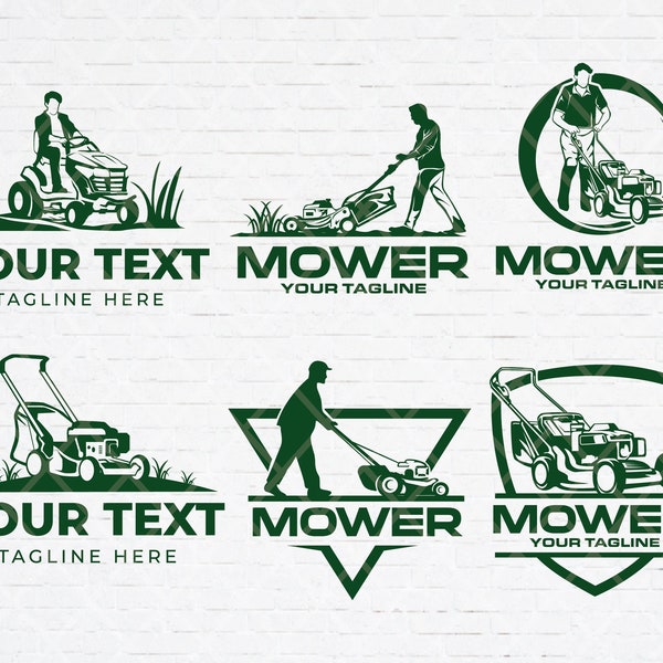 Lawn Mower Logo, Lawn Service Logo, Gardening Logo, Landscaping logo template. SVG PNG Files for Instant Download