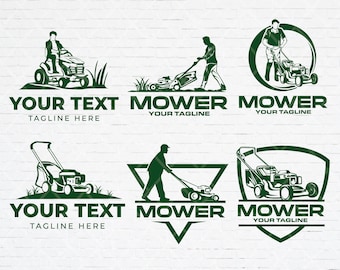 Lawn Mower Logo, Lawn Service Logo, Gardening Logo, Landscaping logo template. SVG PNG Files for Instant Download