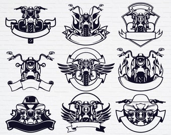 Retro Moto Moto SVG PNG Monocromatico Logo Bundle per il download immediato