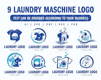 Collection de logos de machine à laver de texte personnalisés: regrouper des fichiers SVG pour les entreprises de nettoyage à sec