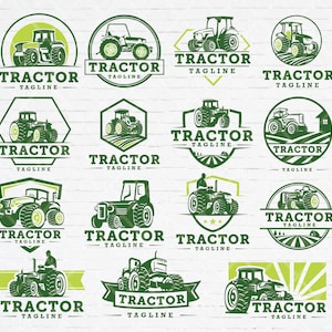 Set of Tractor and Farm Logo Template, Tractor SVG PNG Bundle, Tractor Silhouette for Cricut, Farming Logo Template