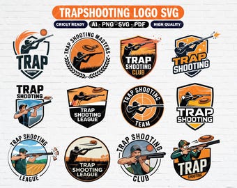 12 Trapshooting clipart collection svg, Clay Target svg, Trapshooting logo svg, Skeet Shooting png svg, Sport shooting logo svg cut files.