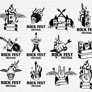 Rock and Roll shirt design svg, Music badge design, Logo bundle svg, Rock and roll svg bundle, Rock band shirt. SVG bundle for cut files