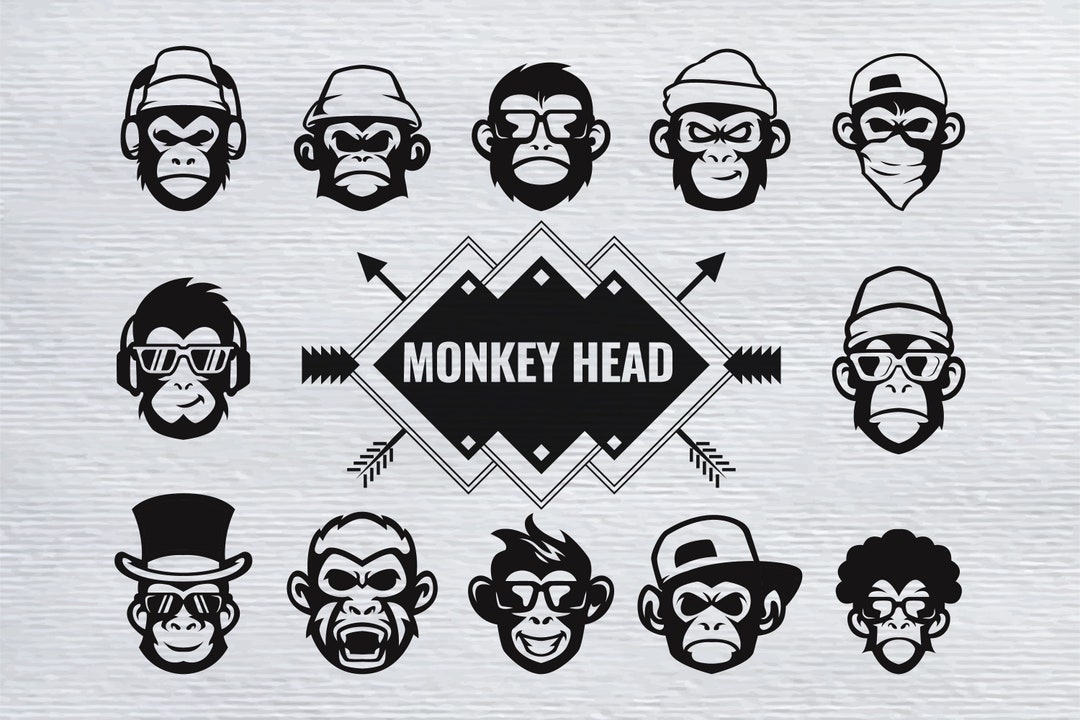 Monochrome Monkey Head Logo Bundle: Files for Cricut - Etsy
