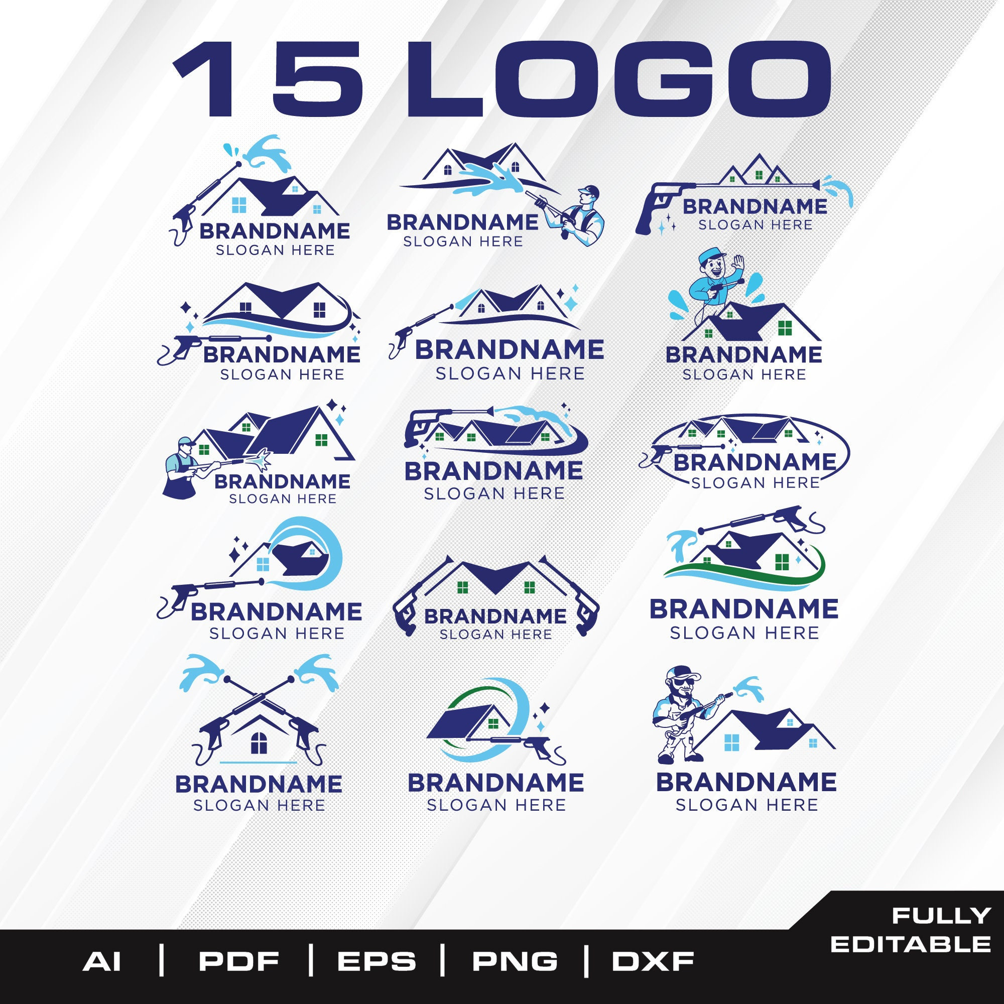 Professional Pressure Washing Logo: SVG Bundle for Instant Download