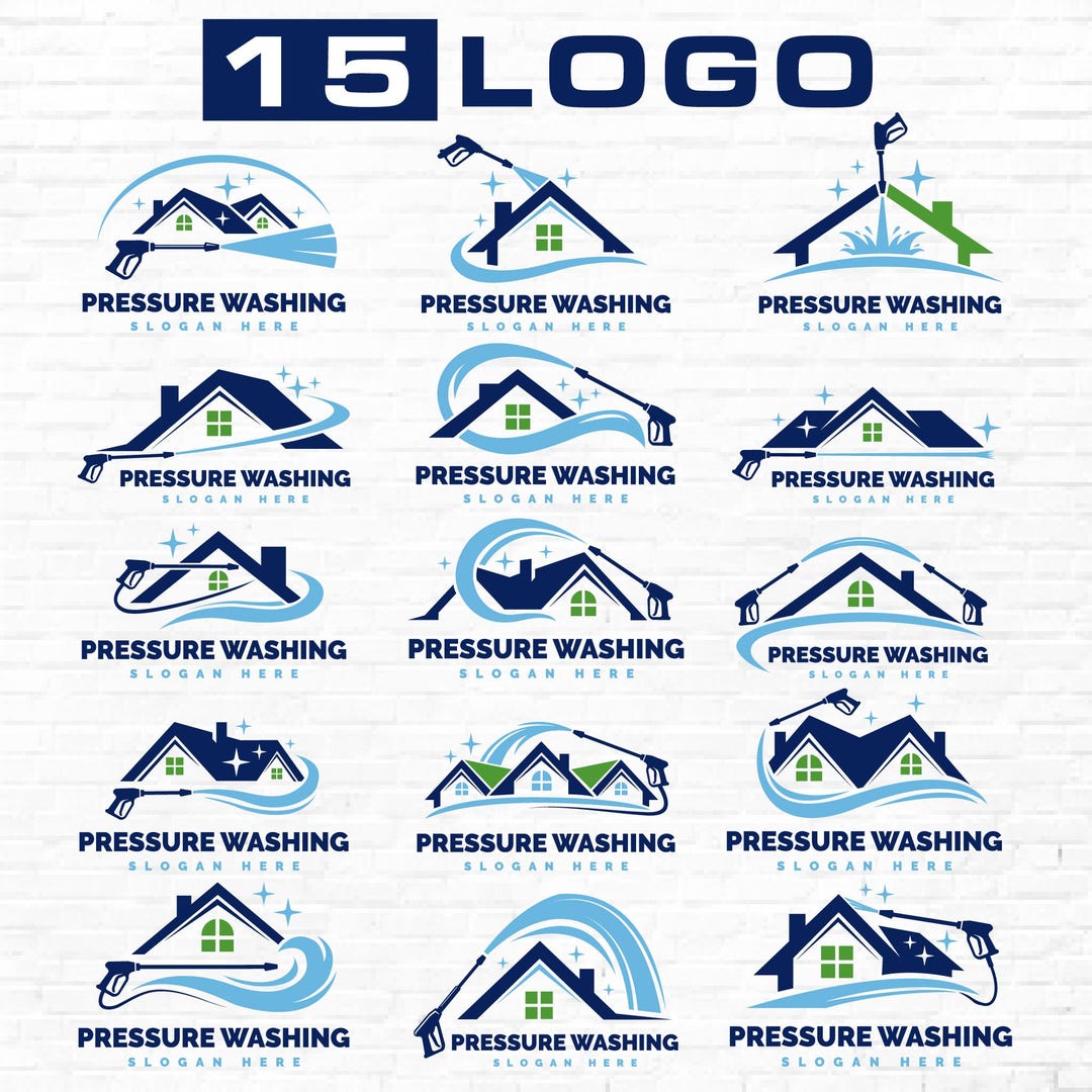 15 Designs Pressure Washing Logo Bundle, Power Washing SVG PNG, Hydro ...