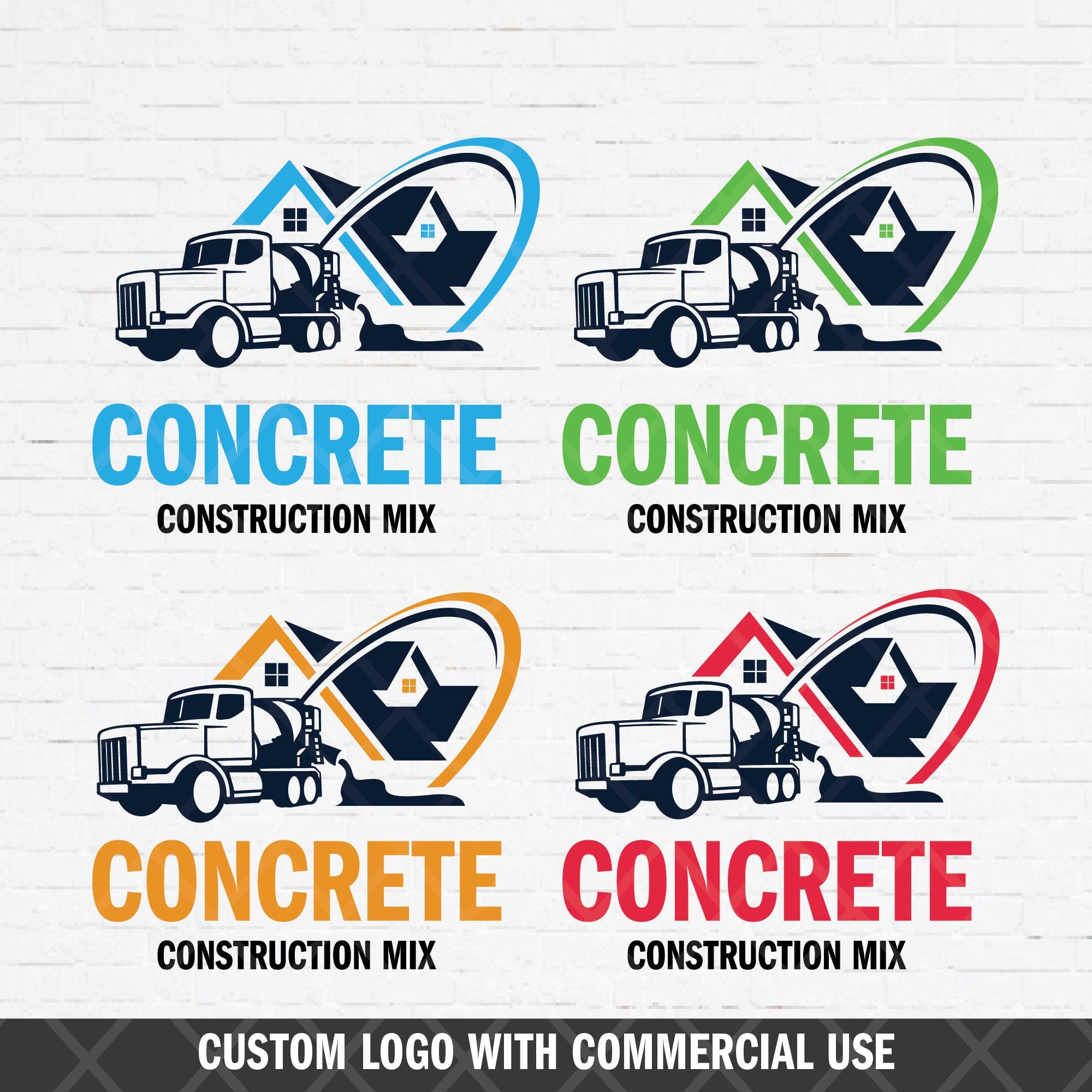 Professional Concrete Construction Logo, Cement Mixer Truck Logo, Concrete Mix Personalized Logo, Property Building Logo, House Repair Logo.