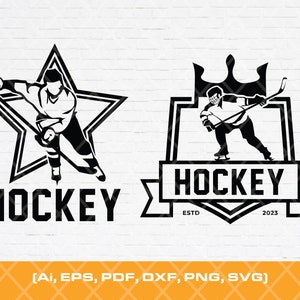 Ice Hockey Silhouette, Hockey Logo Template, Hockey Player Silhouette, Hockey SVG Bundle, Ice Hockey Svg, Field Hockey Svg