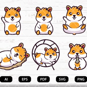Cute Chibi Hamster Clipart SVG PNG: Suitable for Cricut, Sublimation, Sticker, T Shirt, Mug, and Other Prints