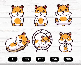 Cute Hamster Clipart: Kawaii Rodent SVG PNG for Cricut (Digital Download)