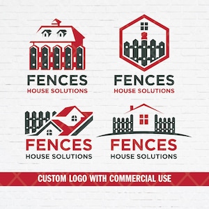 Logotipo de cerca de casa personalizada, logotipo de reparación de cercas personalizadas, logotipo de instalación de cercas SVG PNG, logotipo de empresa de cercas personalizadas para marca.