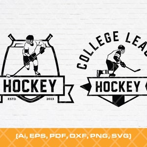Ice Hockey Silhouette, Hockey Logo Template, Hockey Player Silhouette, Hockey SVG Bundle, Ice Hockey Svg, Field Hockey Svg