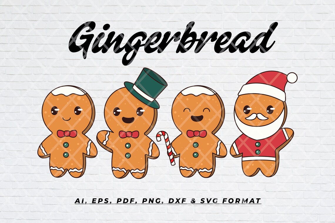 Cute Gingerbread Man SVG Bundle PNG Files for Christmas Instant