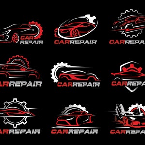 Car repair logo bundle svg, Car repair service logo template, Car gear logo template, Car logo template. SVG PNG bundle for instant download